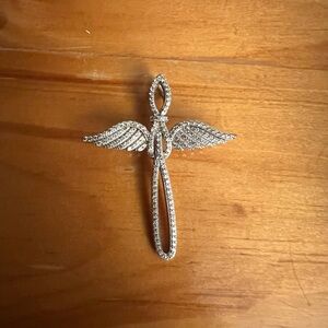 Silver CZ Angel Wing Pendant